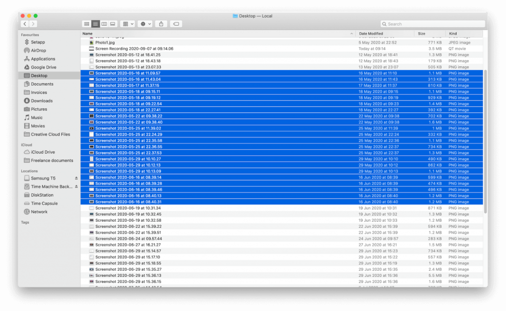 select multiple files on Mac 