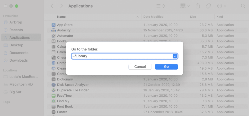 Go to Folder - How to Remove Chromium from Mac