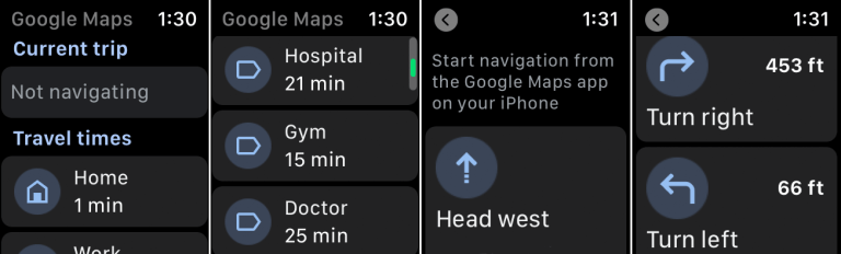 Google Maps Apple Watch