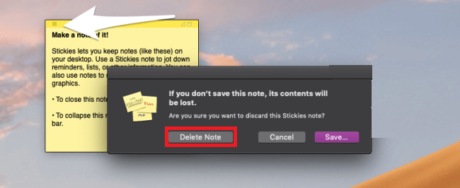 Select Delete Note