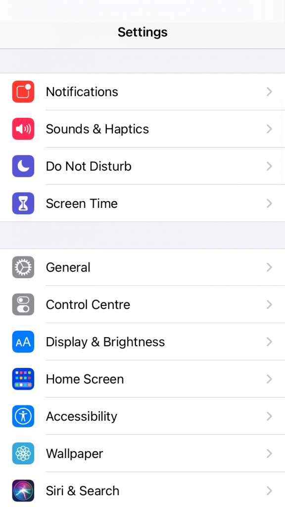 Tap General on iPhone Settings