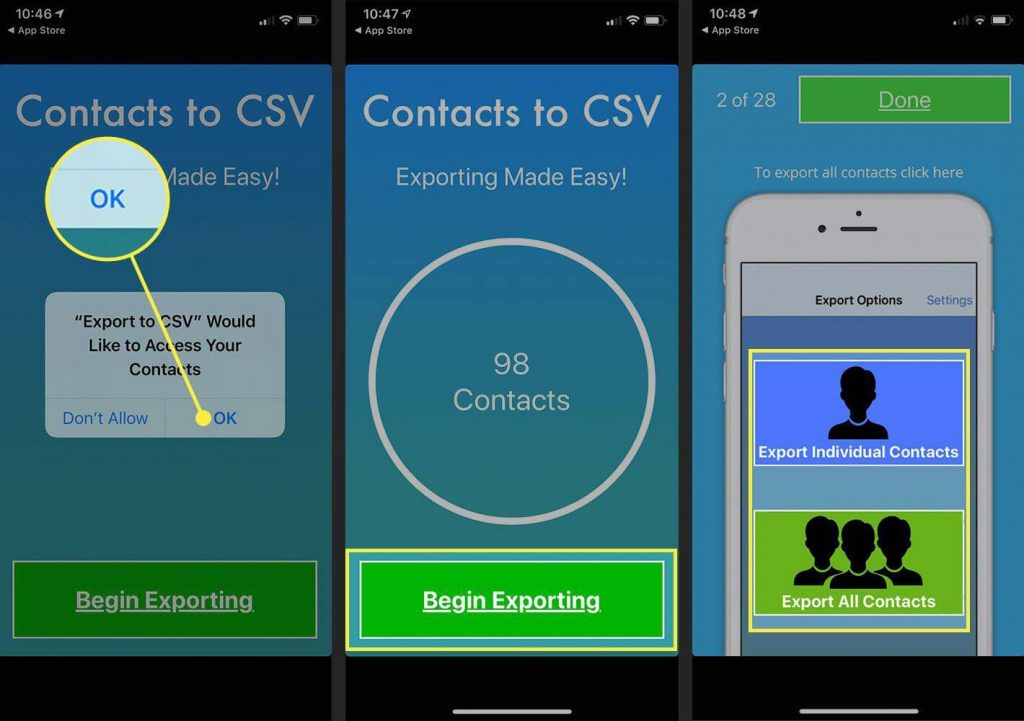 Export to CSV - How to Export contacts from iPhone