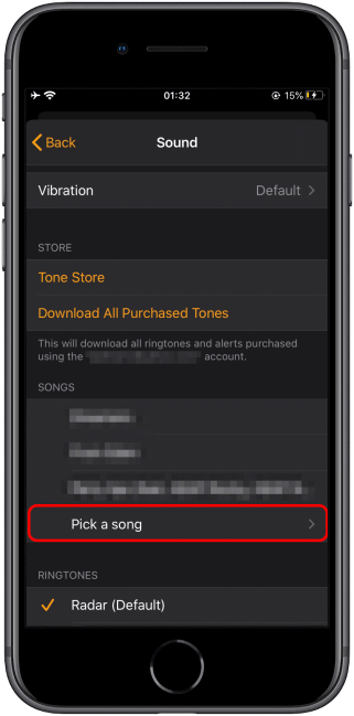 Pick a Song - Change Alarm Sound on iPhone