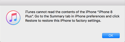 iTunes Cannot Read the Contents of your iPhone