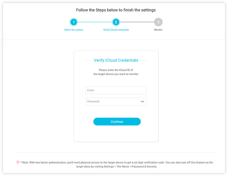 enter the iCloud account 