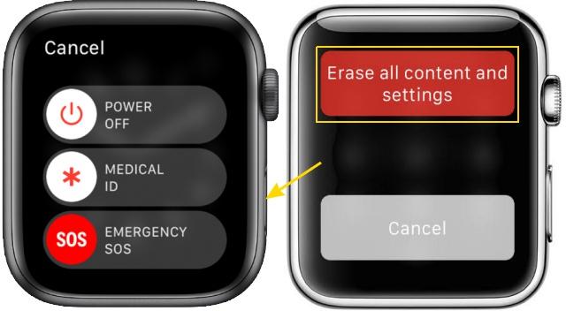 If you forgot passcode on Apple Watch, select Erase All Contents and Settings to unlock it.