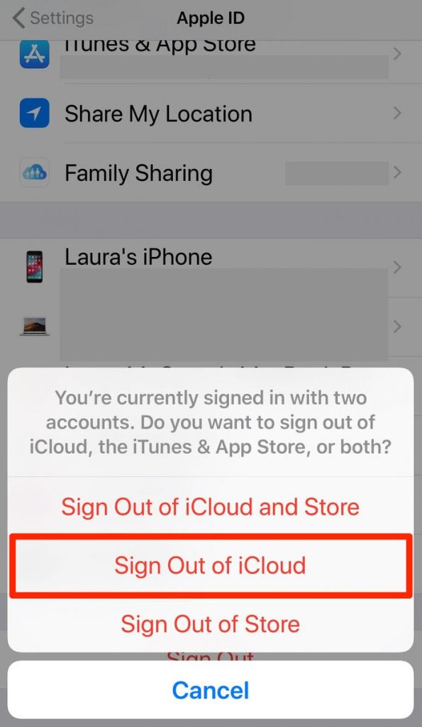 Sign out of iCloud