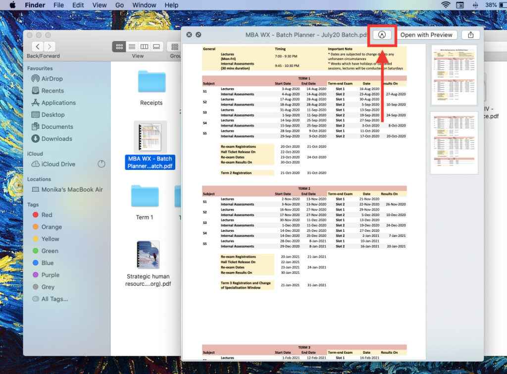 Select the Markup Toolbar to edit PDF on Mac 