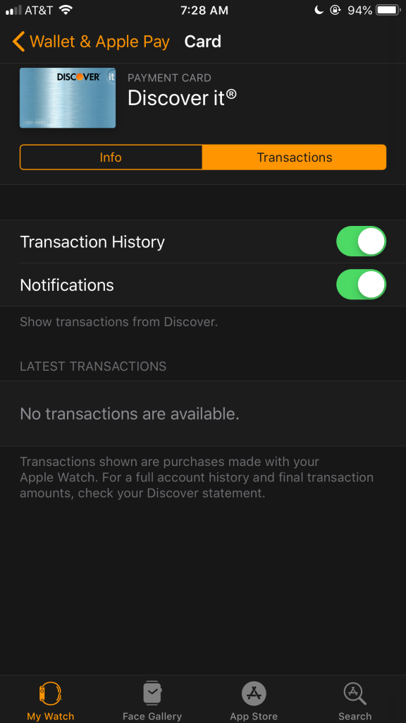 Turn the transaction history on.