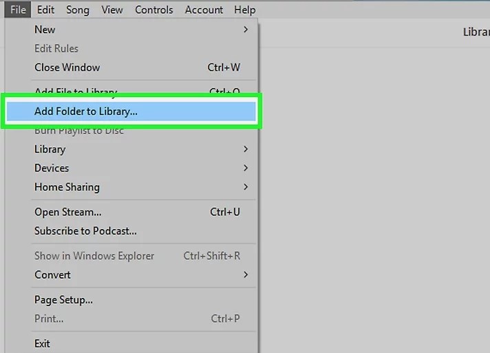 Select Add Folder to library.