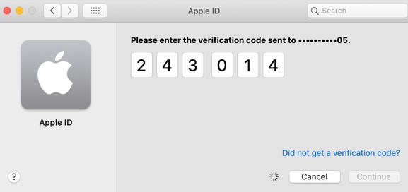 Enter verification code to approve iPhone from Mac