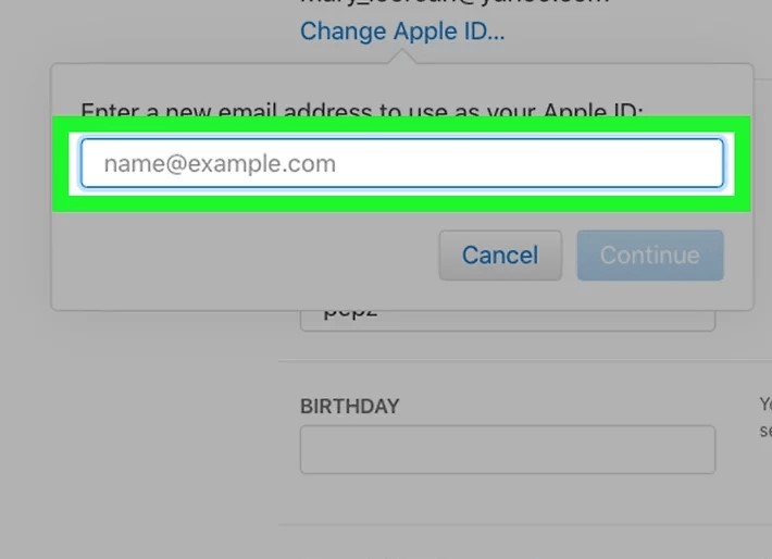 Enter new user name to change Apple ID on Mac.