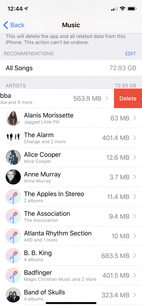 Select all songs to delete on your iPhone.