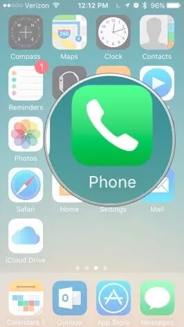 Open the phone app to turn off voicemail on iPhone.