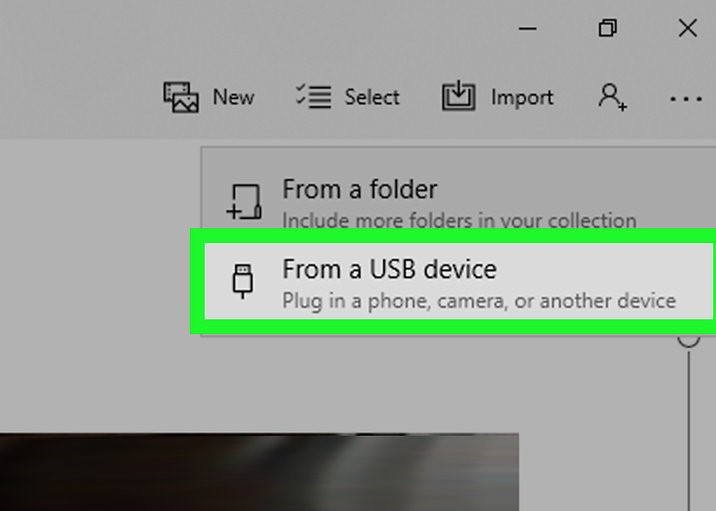 Choose import from USB devices.