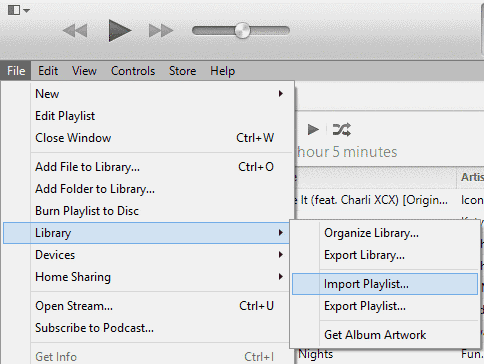 Select Import Playlist to transfer playlist from iPhone to iTunes