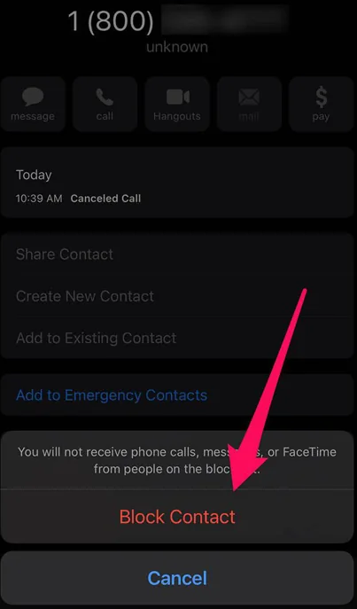 block calls on an iPhone