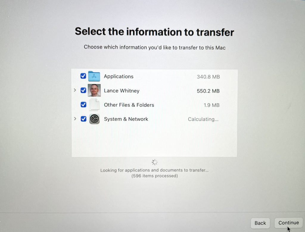 Click Continue to Restore your Mac from Time Machine Backup.