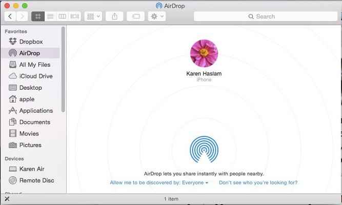 select airdrop on Mac
