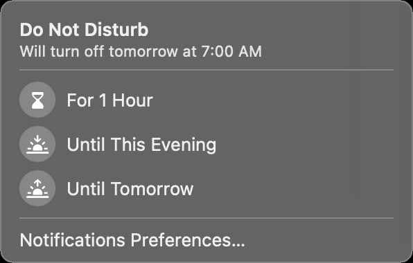 Set time period - Do Not Disturb on Mac