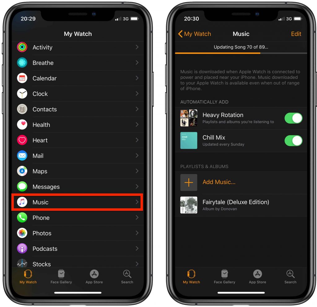 Add Amazon Music in your Apple Watch App