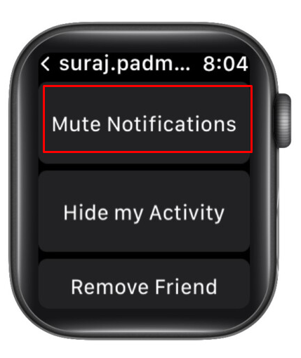 select mute notifications on Apple Watch