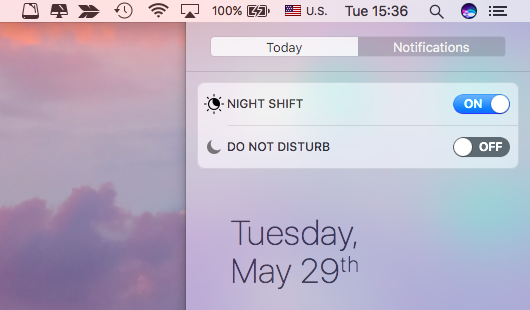 Toggle on Night Shift on Mac.