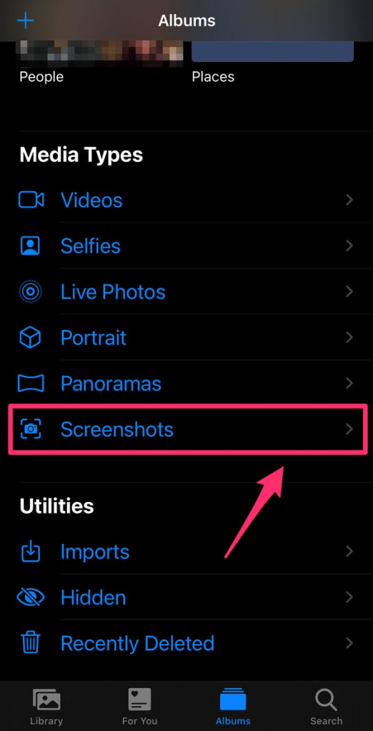 Select Screenshots.