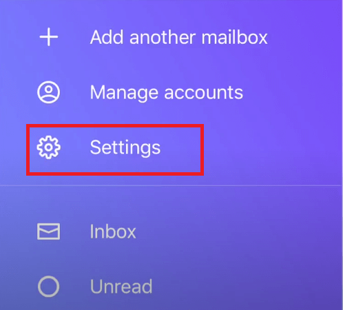 Select settings on Yahoo Mail
