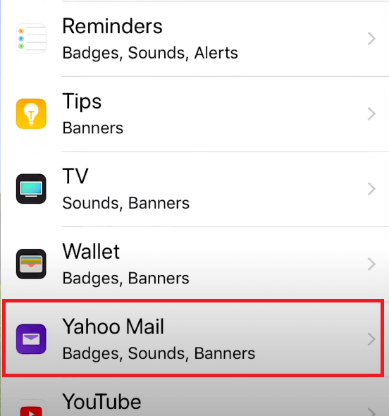 tap Yahoo Mail