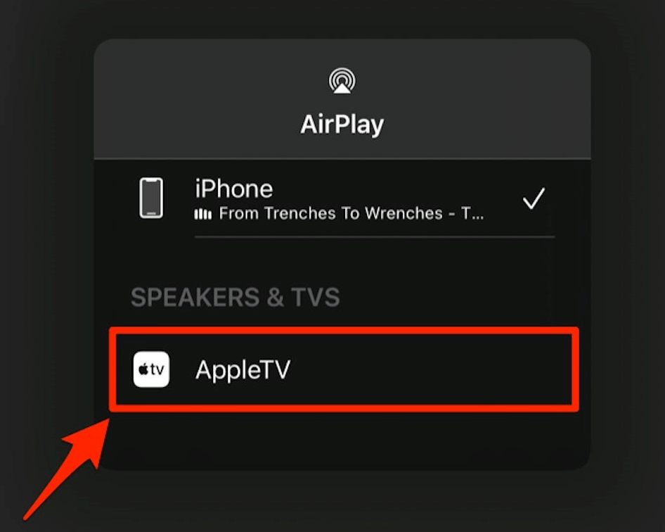 Select your Apple TV device