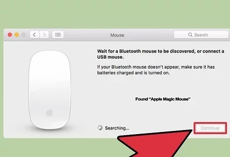 Click on Continue to connect Mouse to Mac.