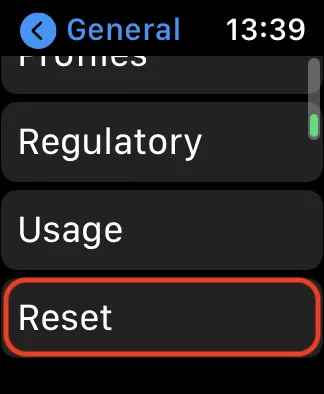 scroll down and select reset