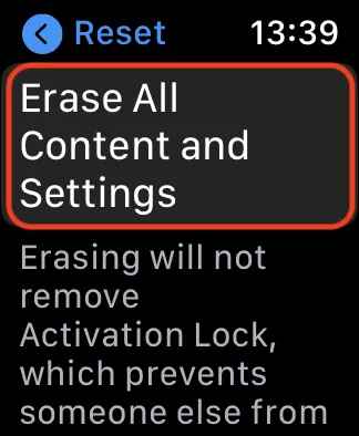 Click Erase all contents and settings