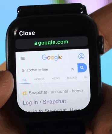 tap log in snapchat option on apple watch