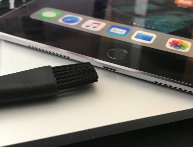 clean the iPad port using smooth brush
