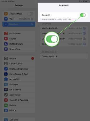 on ipad, go to bluetooth settings and enable it 