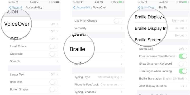 Customize Braille Input and Output settings on iPhone