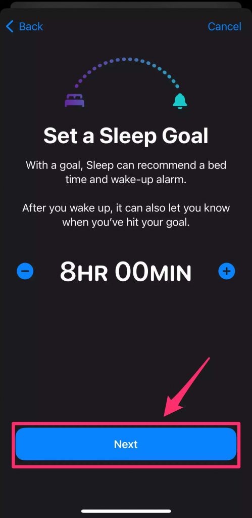 Set Sleep goal to Track Sleep on Apple Watch