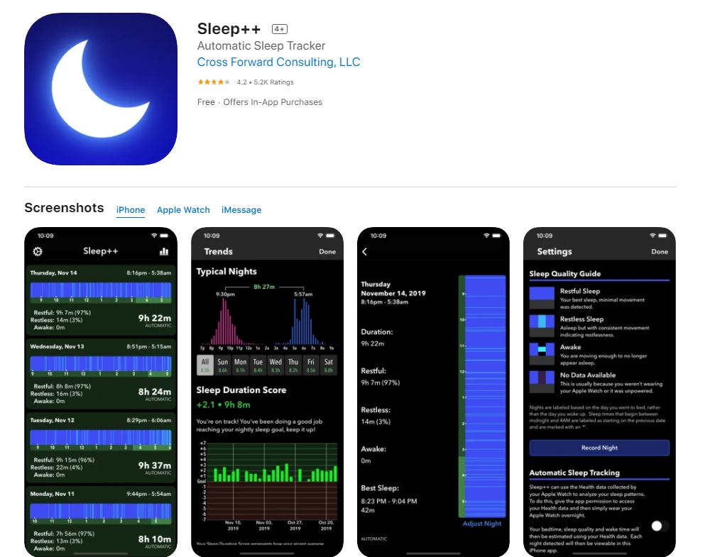 Sleep++ app in the AppStore