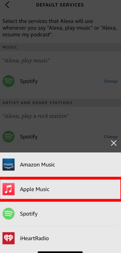 select apple music to set default service 