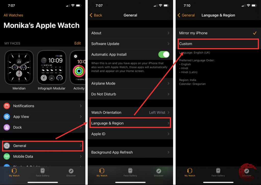 go to apple watch app to change the language  on apple watch 