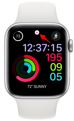 tap the now playing icon on your apple watch 
