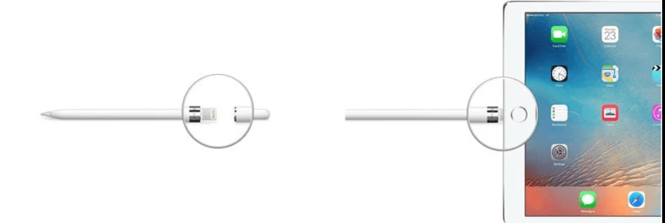 plug the lightning connector to lightning port to charge apple pencil (1&2)