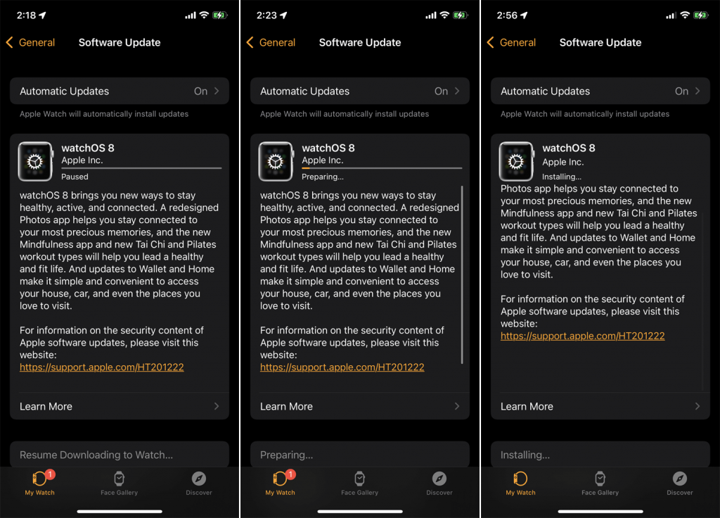 update the watch app to watchOS 8 on iPhone 