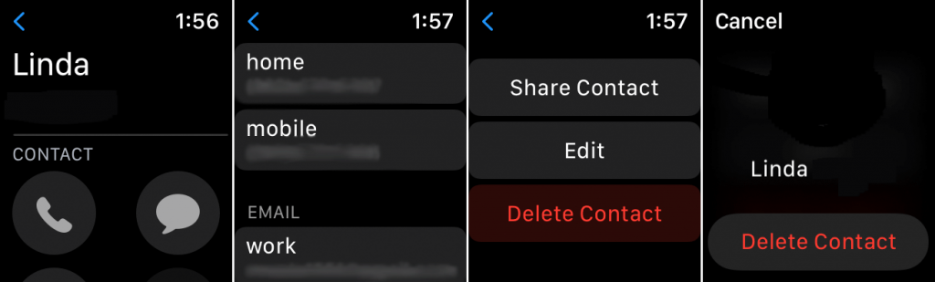 tap on delete contact to delete person info 
