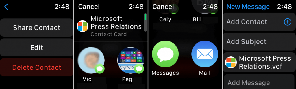 share your contacts with others on apple watch 