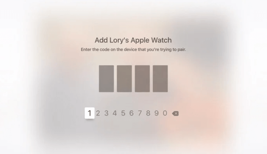 enter the four digit code to control apple tv with apple watch