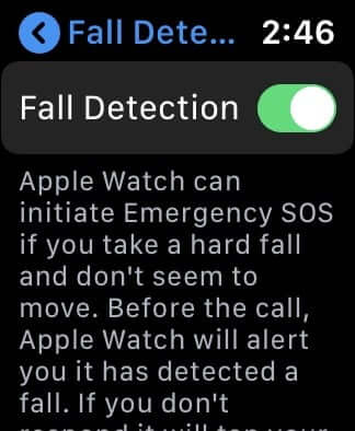 select fall detection on apple watch 
