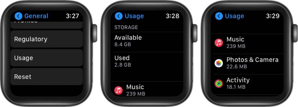 select Usage to view the storage capacity